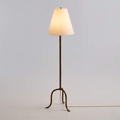 Cardiff Brass Floor Lamp with White Shade 58.25"