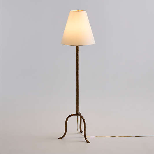 Cardiff Brass Floor Lamp with White Shade 58.25"