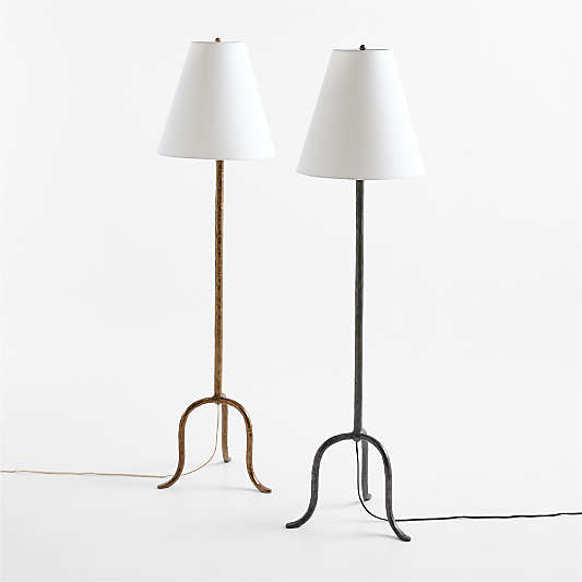 Cardiff Brass Floor Lamp with White Shade 58.25"