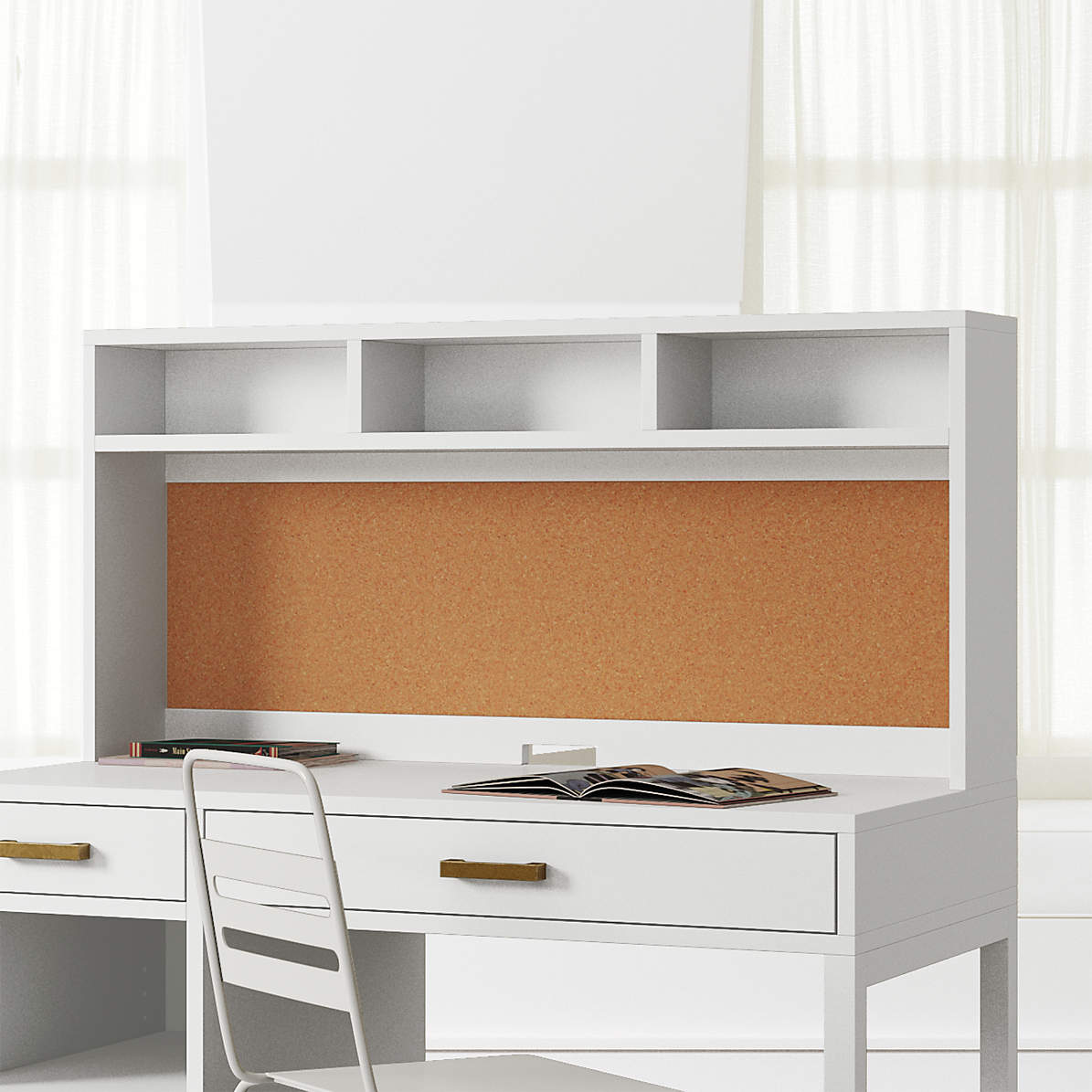 Kids Parke White Desk Hutch Reviews, Compact Desk With Shelves