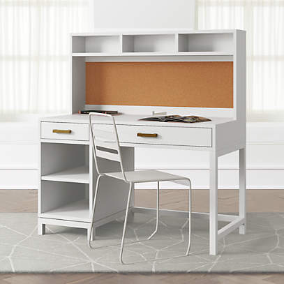 Kids Parke White Desk And Hutch Crate, Youth White Desk With Hutch