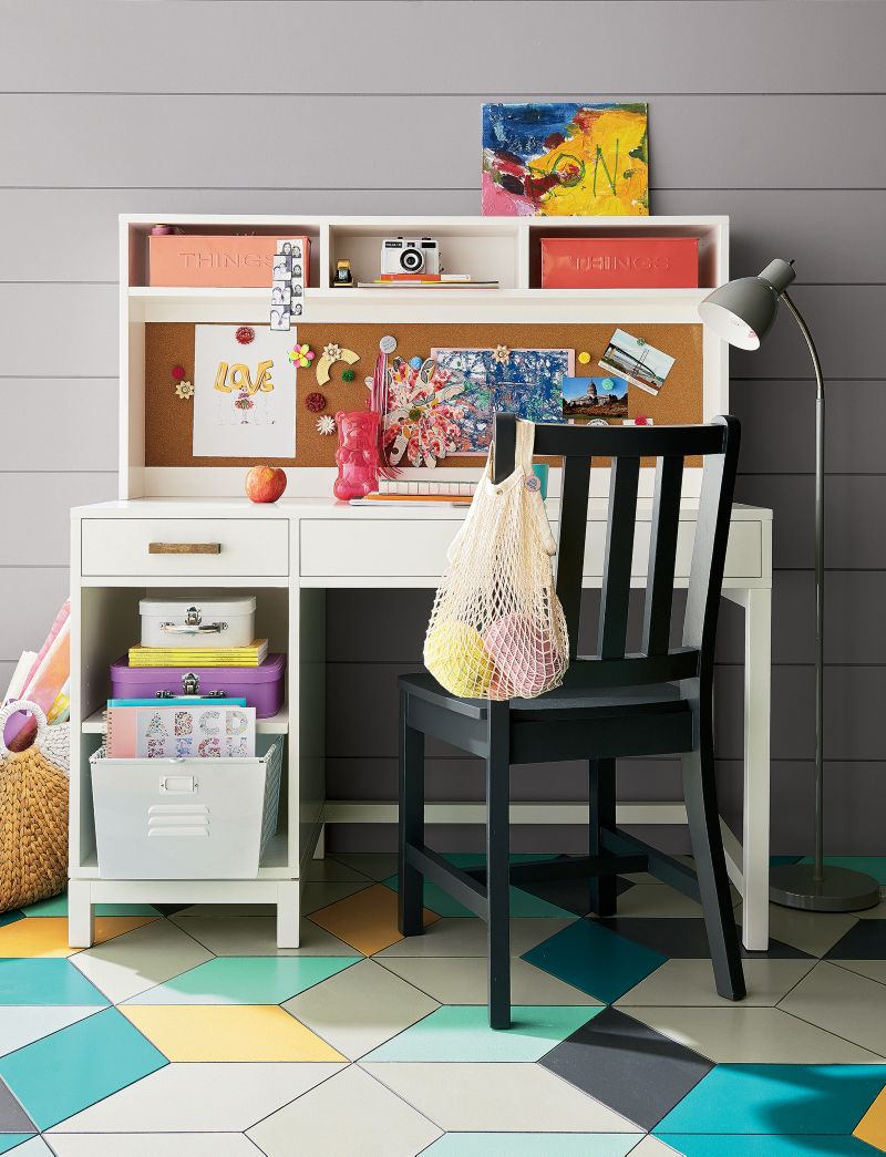 Parke White Wood 2-Drawer Kids Desk