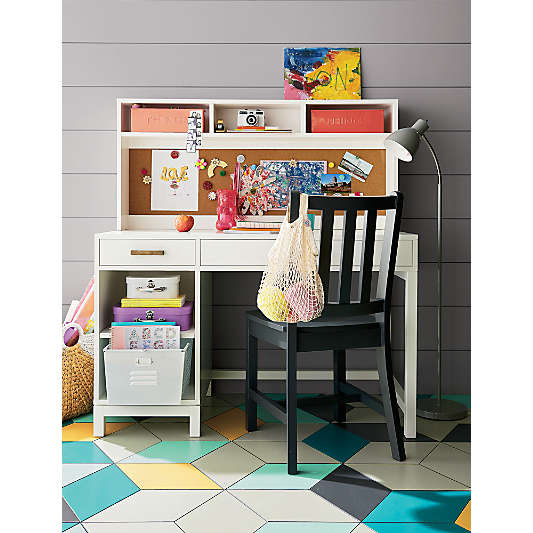 Parke White Wood 2-Drawer Kids Desk