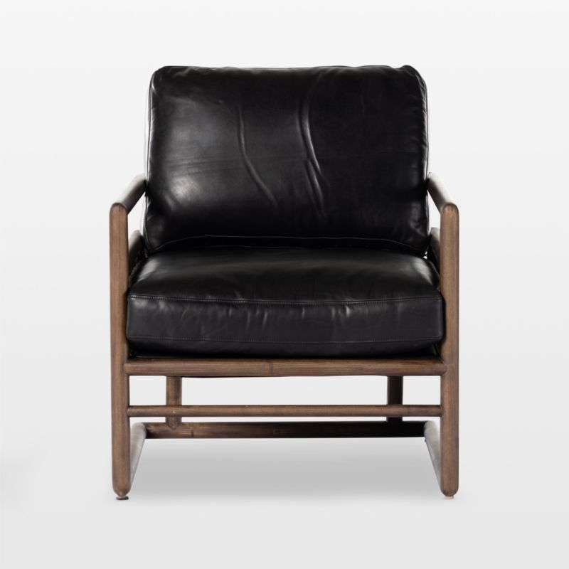 Carlin Antique Black Leather and Cane Accent Chair