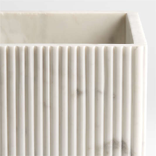 Carmen Fluted White Marble Trash Can