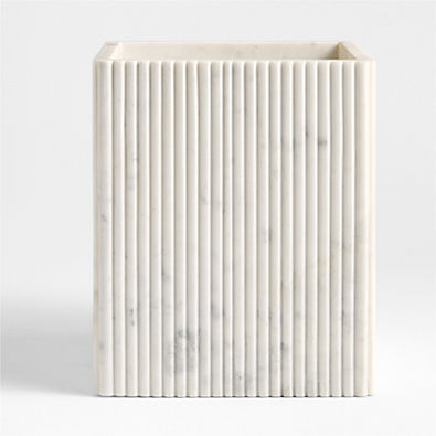 View Carmen Fluted White Marble Trash Can details