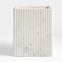 Carmen Fluted White Marble Trash Can + Reviews | Crate & Barrel