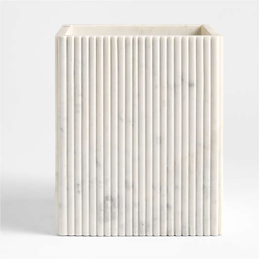 Carmen Fluted White Marble Trash Can