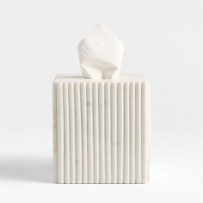 View Carmen Fluted White Marble Tissue Box details
