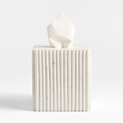 Carmen Fluted White Marble Tissue Box