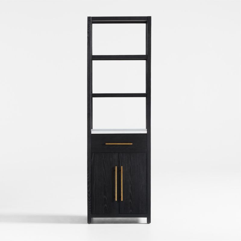 Carmen Tall White Marble Shelf and Black Ash Wood Bathroom Storage Tower - image 6 of 15