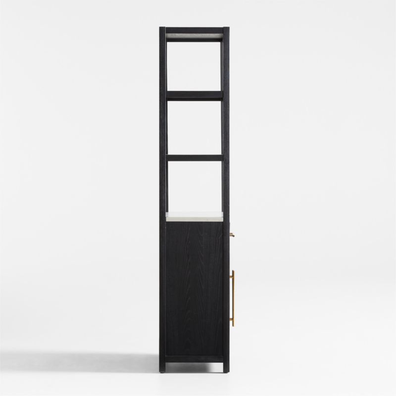 Carmen Tall White Marble Shelf and Black Ash Wood Bathroom Storage Tower - image 7 of 15