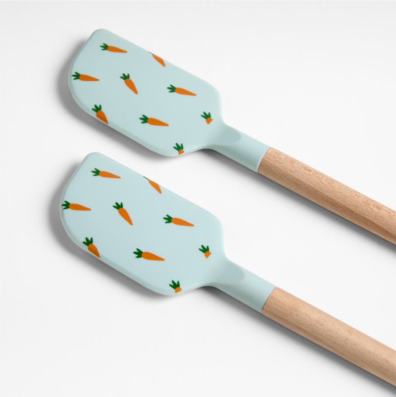 Carrot Blue Silicone and Wood Mini Spatulas, Set of 2 - image 2 of 3