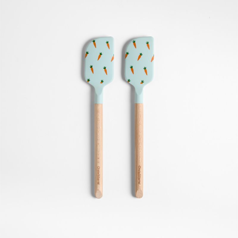 Carrot Blue Silicone and Wood Mini Spatulas, Set of 2 - image 0 of 3