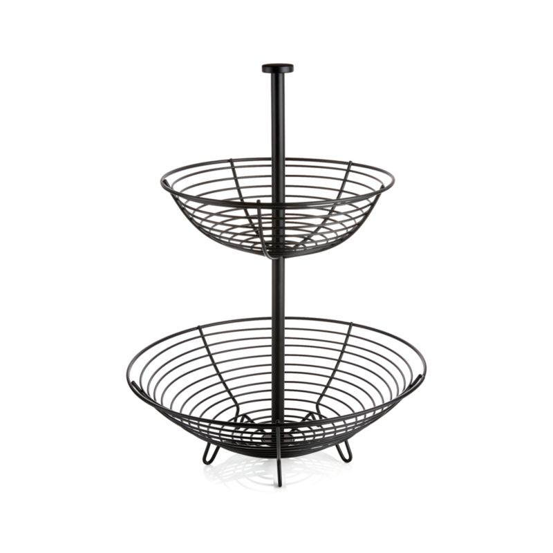 Cora Black Fruit Basket with Banana Hanger | Crate & Barrel