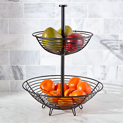 View Carter 2-Tier Matte Black Fruit Basket details