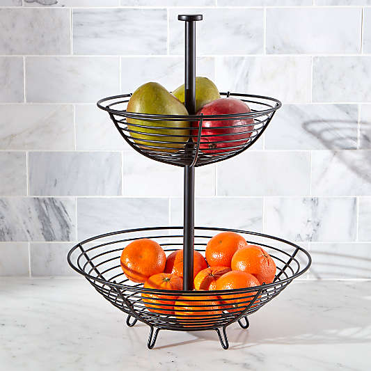 Carter 2-Tier Matte Black Fruit Basket