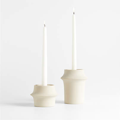 Carter Sandstone Taper/Pillar Candle Holders, Set of 2