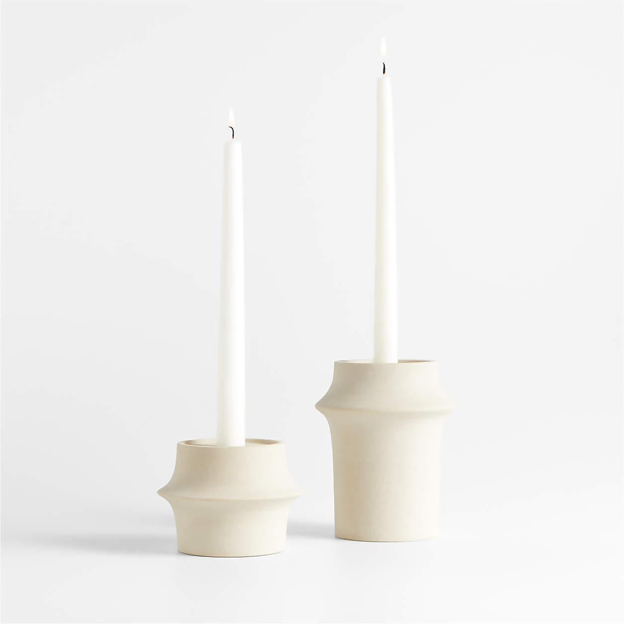 Carter Sandstone Taper/Pillar Candle Holders, Set of 2 | Crate & Barrel