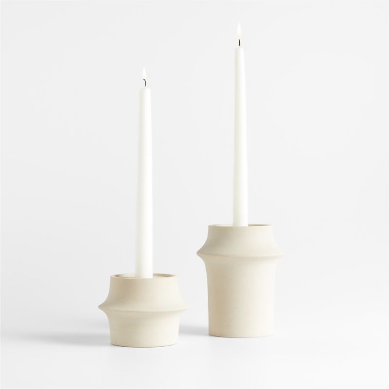 Carter Sandstone Taper/Pillar Candle Holders, Set of 2