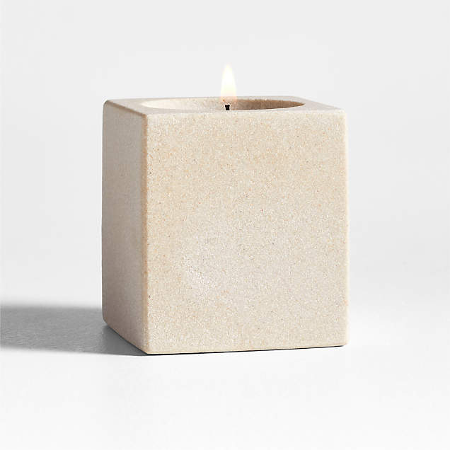 Uma Sandstone Candleholder Tan Small main image 1