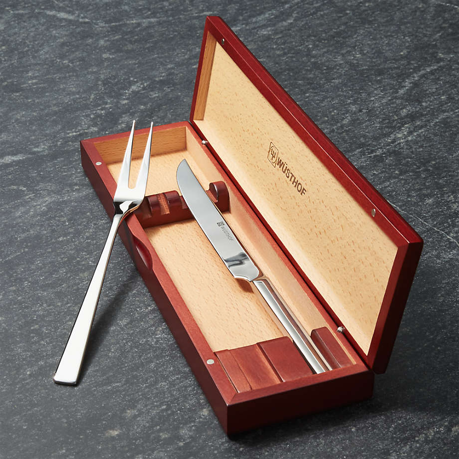 Wusthof Stainless Steel Carving Set in Rosewood Box + Reviews