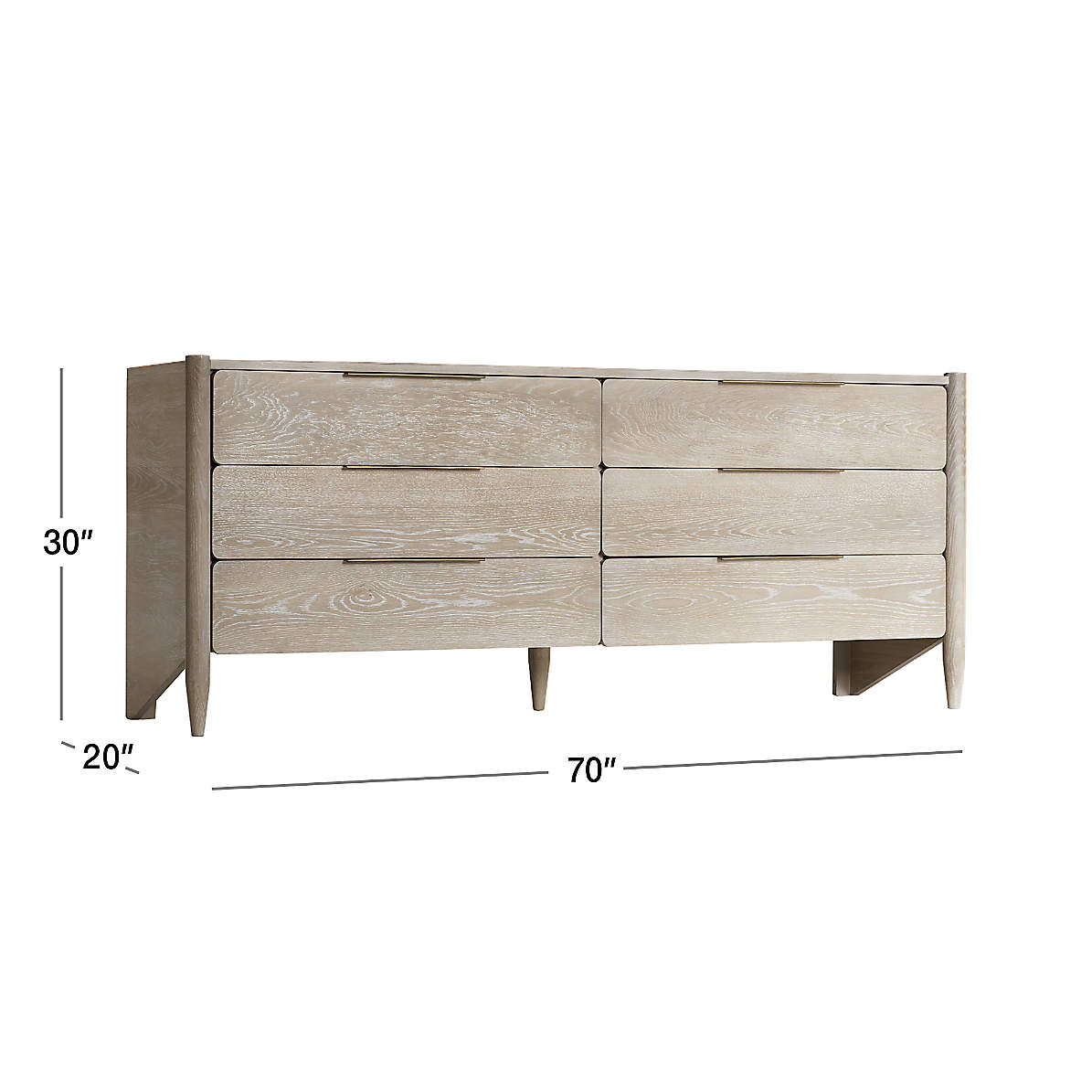 White oak deals 6 drawer dresser