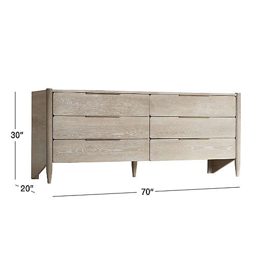 Casa White Oak Wood 6-Drawer Dresser