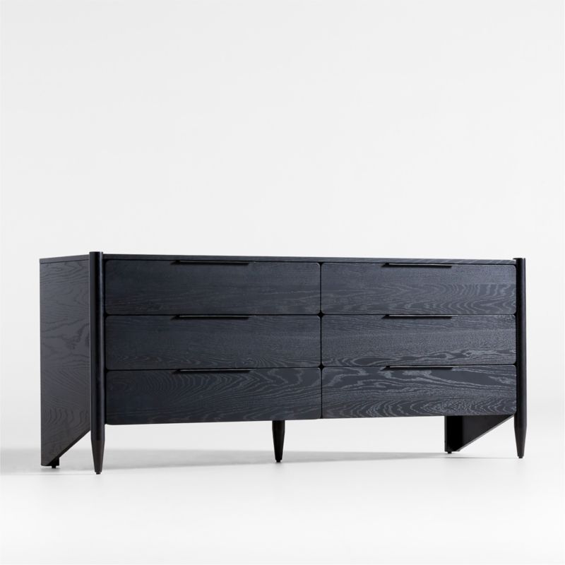 Casa Black Oak Wood 6-Drawer Dresser