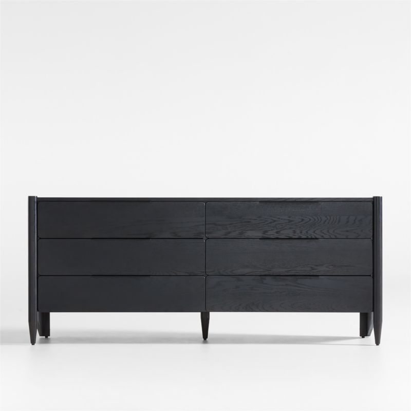 Casa Black Oak Wood 6-Drawer Dresser