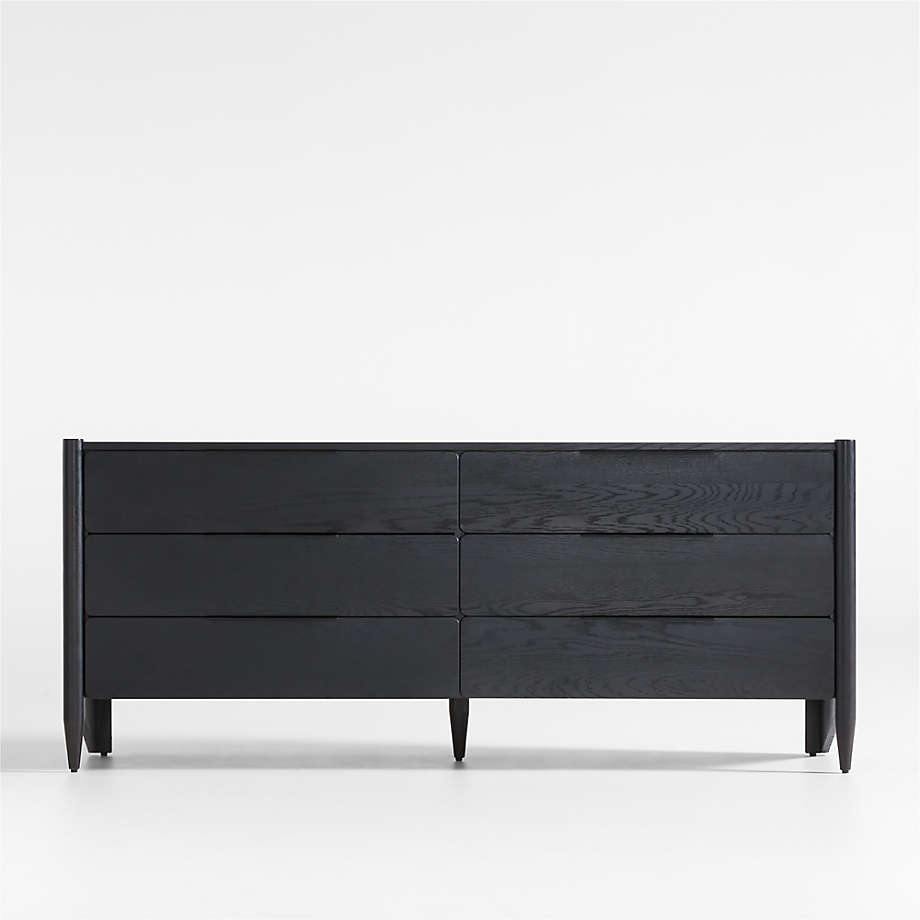 Casa Black Oak Wood 6Drawer Dresser + Reviews Crate & Barrel