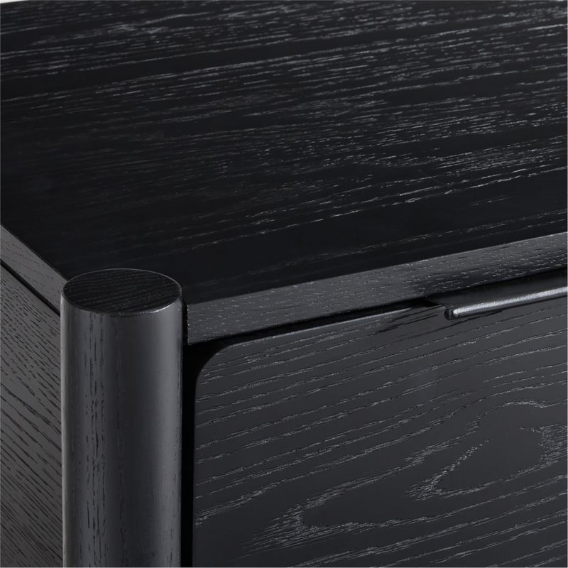 Casa Black Finish Oak Wood Nightstand with Drawers + Reviews | Crate ...