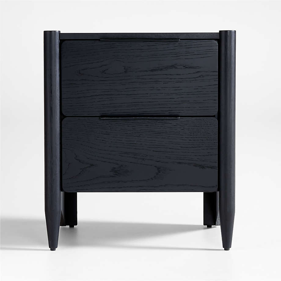 Casa Black Finish Oak Wood Nightstand with Drawers + Reviews | Crate ...