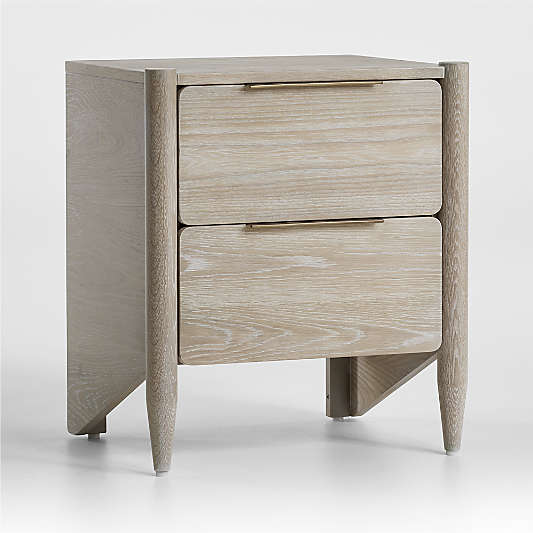 Casa White Oak Wood Nightstand with Drawers