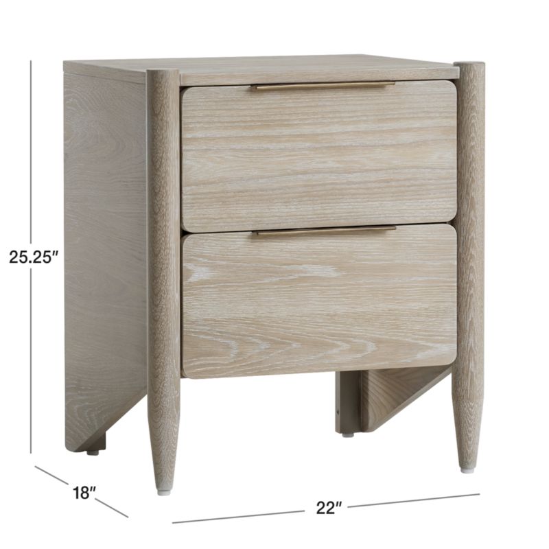 Casa White Oak Wood Nightstand with Drawers