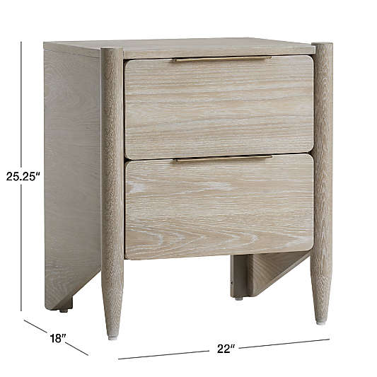 Casa White Oak Wood Nightstand with Drawers