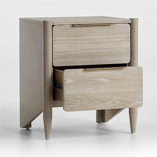 Casa White Oak Wood Nightstand with Drawers