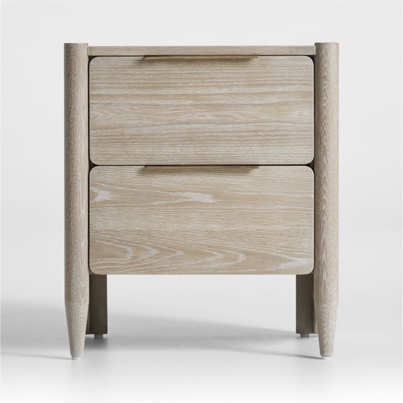 Casa White Oak Wood Nightstand with Drawers