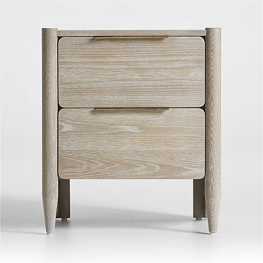 Casa White Oak Wood Nightstand with Drawers