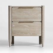 Soleri Cerused Natural Oak Wood Nightstand with Power