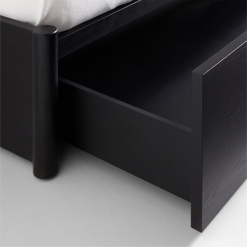 Casa Black Oak Wood King Storage Bed with Outlet - image 8 of 12