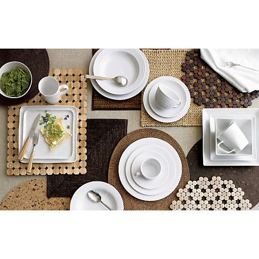 Mercer White Square Porcelain Dinner Plates, Set of 8