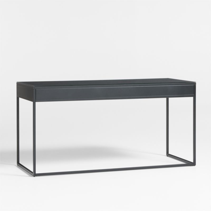 Casement 60" Black Metal Desk with Glass Top - image 3 of 7