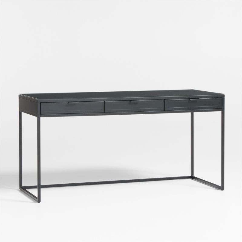 Casement 60" Black Metal Desk with Glass Top - image 2 of 7