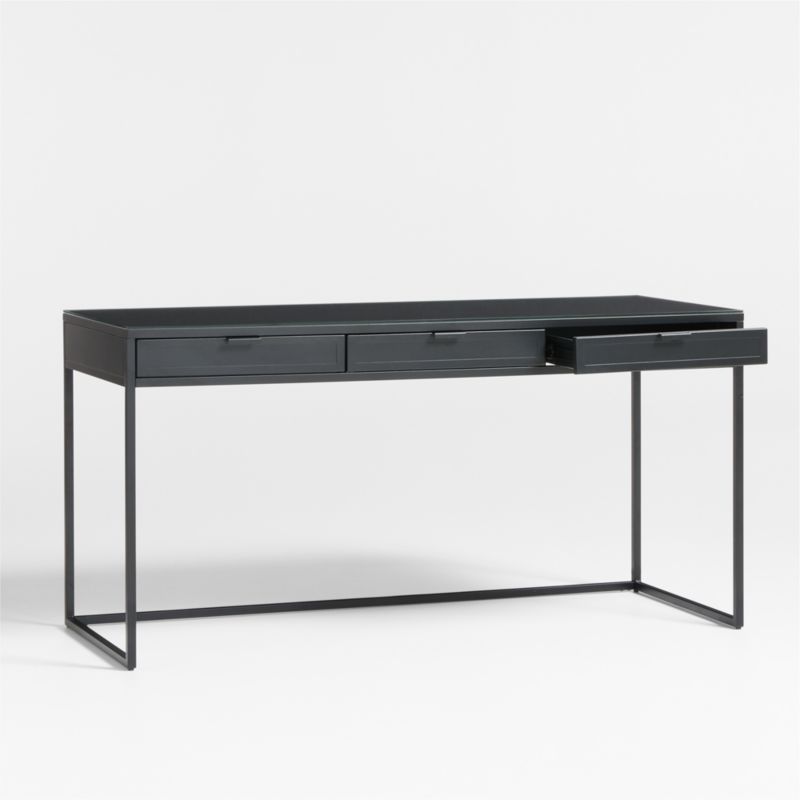 Casement 60" Black Metal Desk with Glass Top - image 4 of 7