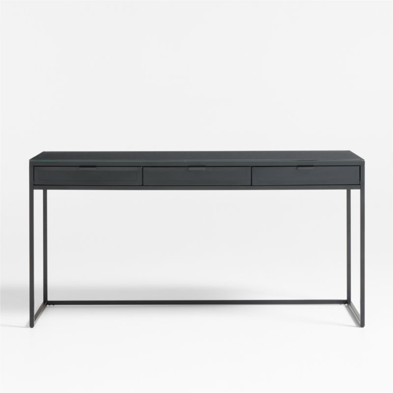 Casement 60" Black Metal Desk with Glass Top - image 0 of 7