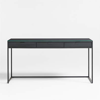 Casement 60" Black Metal Desk with Glass Top