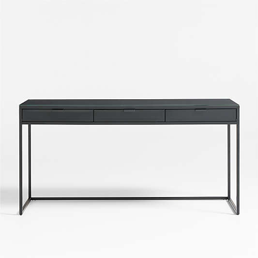 Casement 60" Black Metal Desk with File Cabinet
