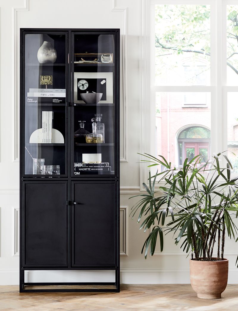 Casement Black Tall Storage Cabinet