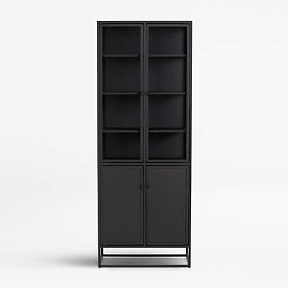 Casement Black Tall Cabinet Reviews, Tall Slim Bookcase With Glass Doors
